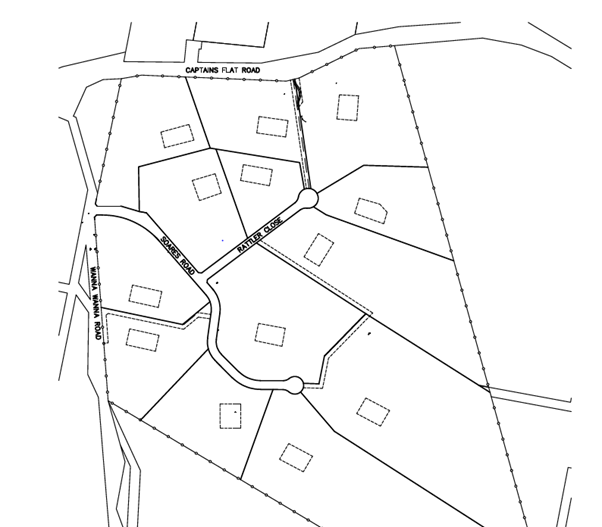 Map showing location of Rattler Close and Soares Road Carwoola