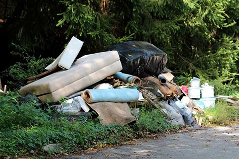 Illegal dumping on side of road