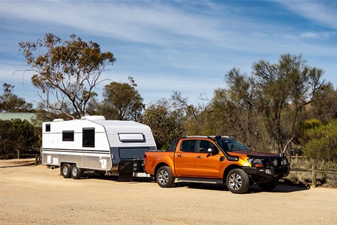 Ford Ranger towing caravan